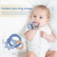 Cuebo teether packaged as a gift-ready baby shower present