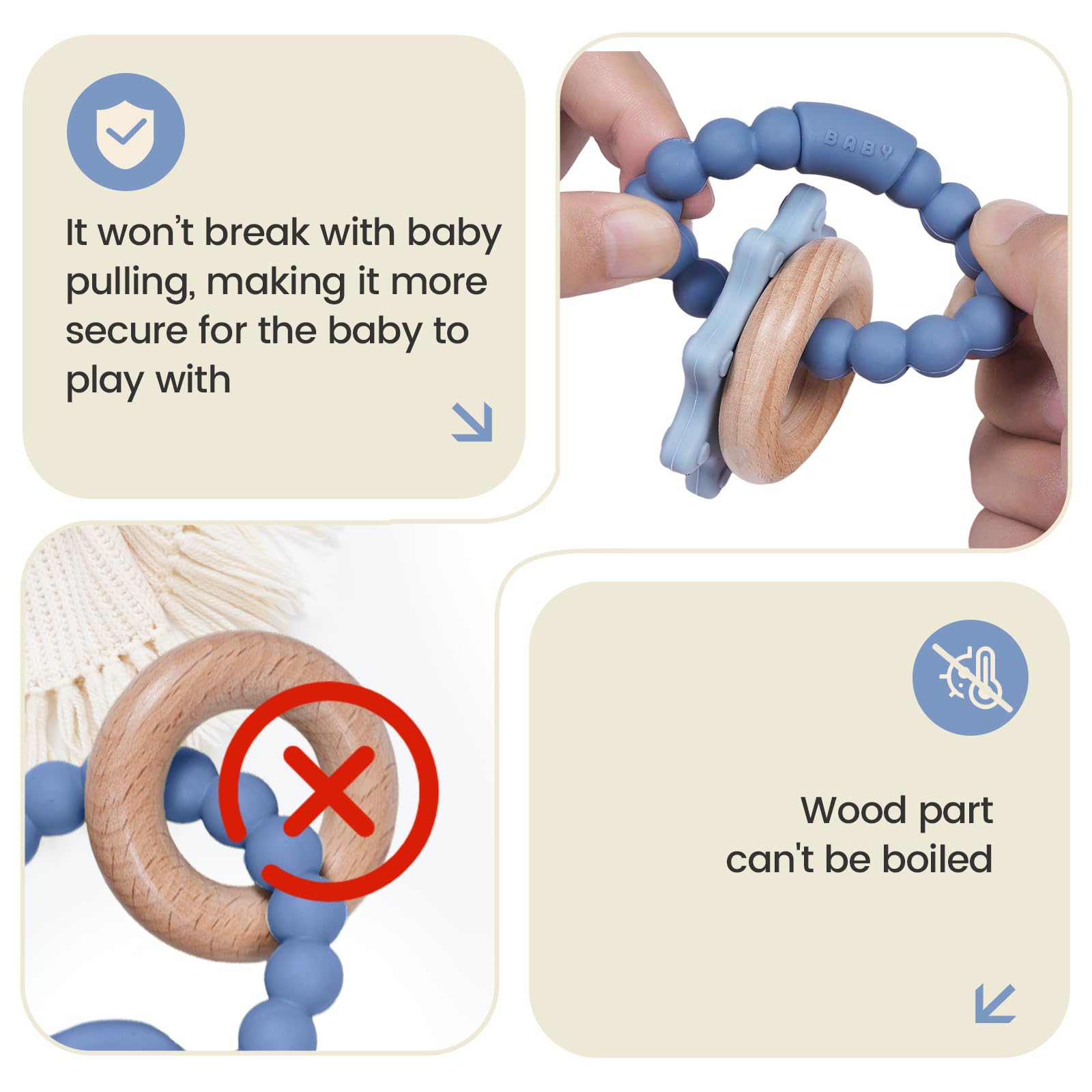 Cuebo multi-sensory teether featuring colors and bumps for tactile learning