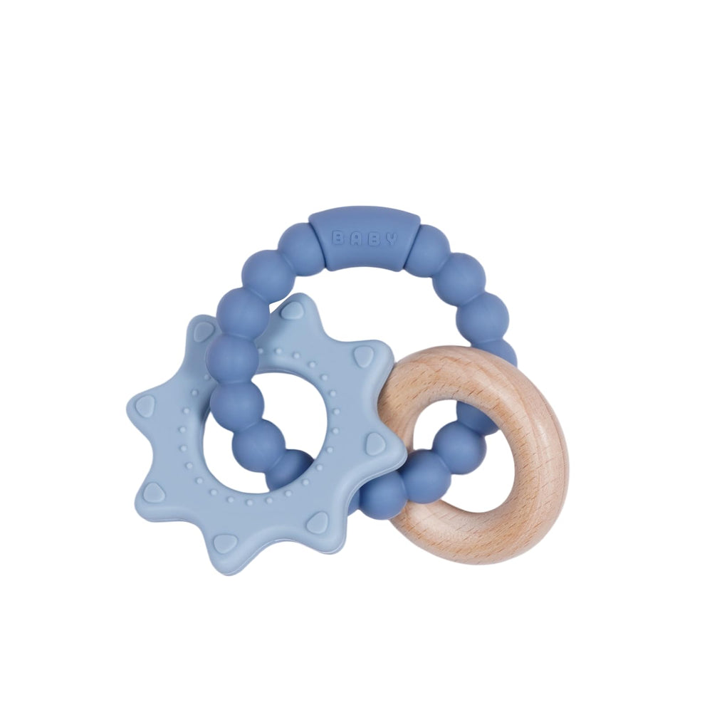 Cuebo teether ring showing small-hands friendly ergonomic grip