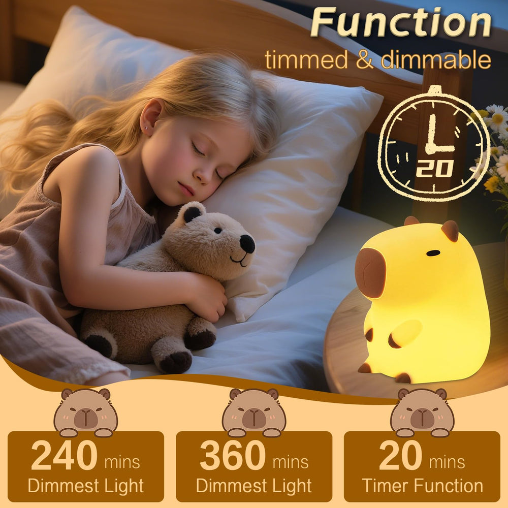 CUENIGELF Capybara Night Light dimmable touch control for adjustable brightness at night