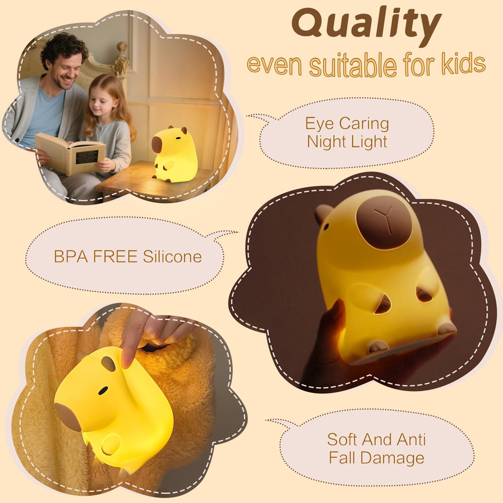 CUENIGELF Capybara Night Light in a nursery room setup for kids