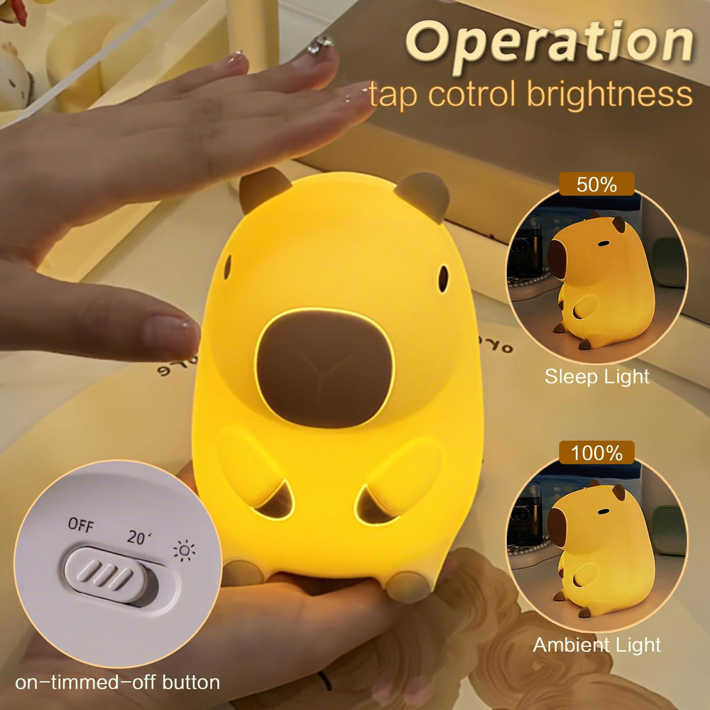 CUENIGELF Capybara Night Light silicone material close-up showing soft texture