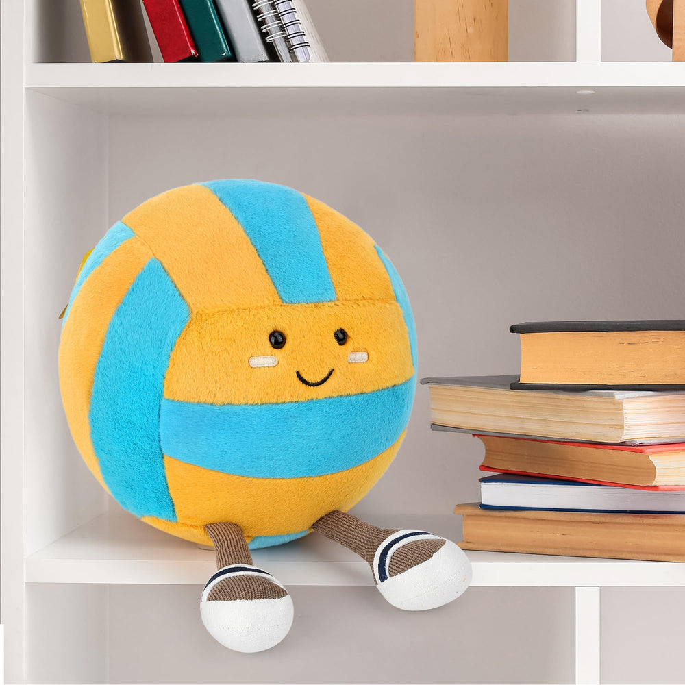 Cufoje Volleyball decorative pillow on sofa or bed enhances sporty room decor.