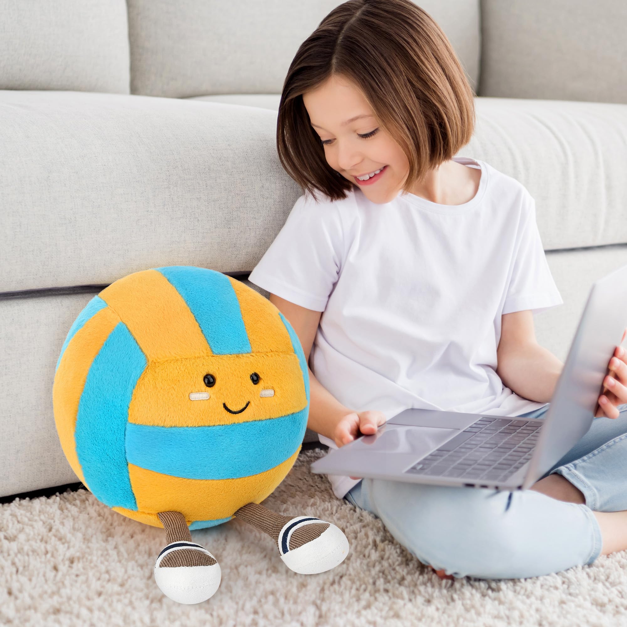 Cufoje Volleyball plush doubles as a comfy headrest during relaxed reading.