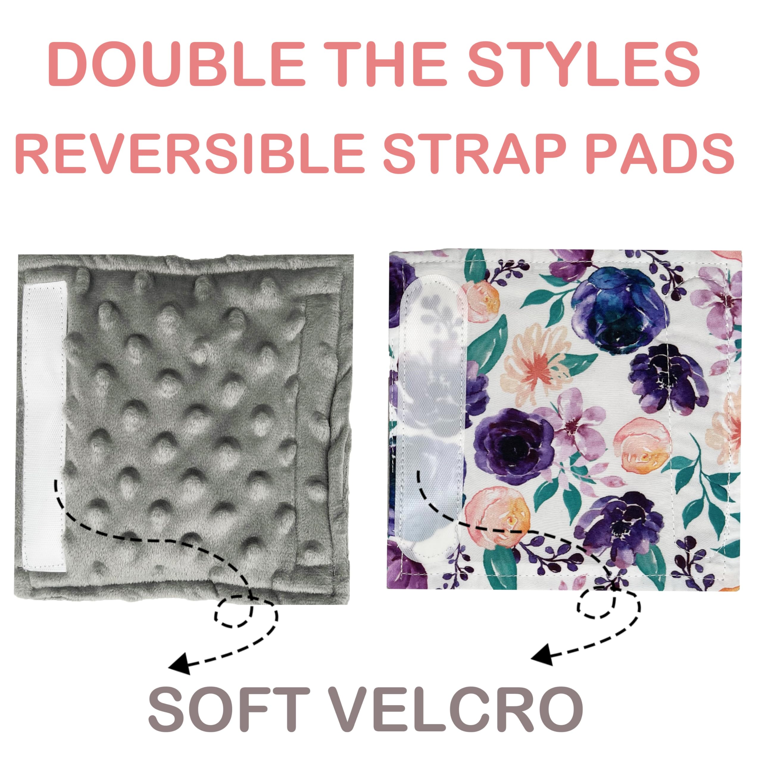 Culclendy car seat strap cover with flower minky design helps reduce rubbing.