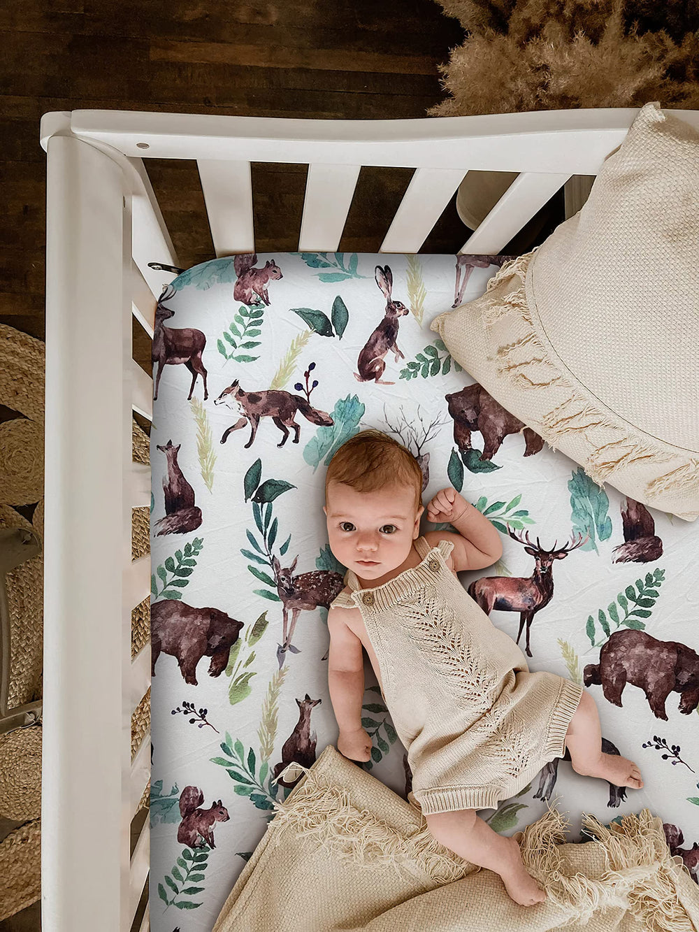 Culclendy Elk Brown Bear crib sheet prewashed for gentle touch and stability