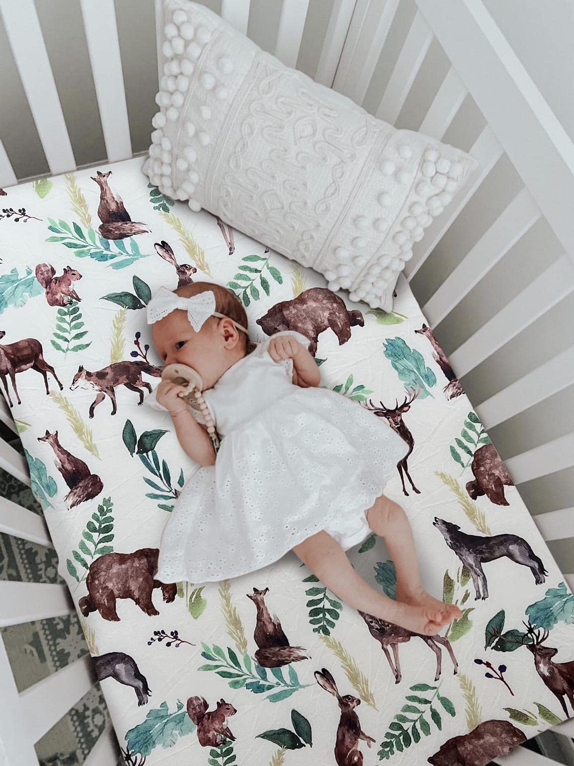 Culclendy Elk Brown Bear crib sheet reinforced elastic detail for smooth stretch