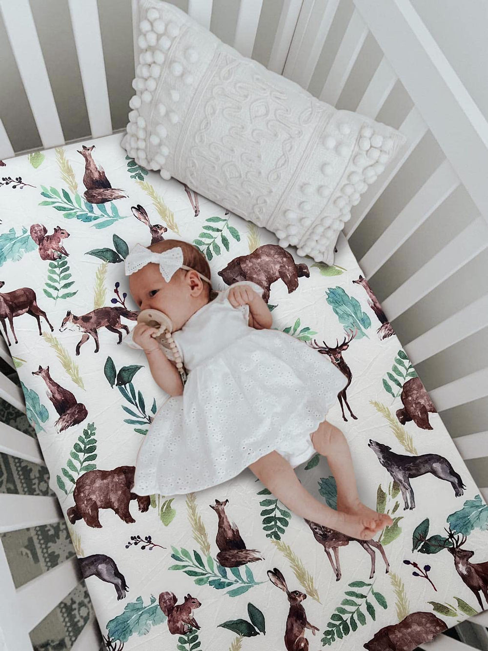 Culclendy Elk Brown Bear crib sheet reinforced elastic detail for smooth stretch