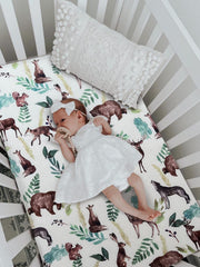 Culclendy Elk Brown Bear crib sheet reinforced elastic detail for smooth stretch