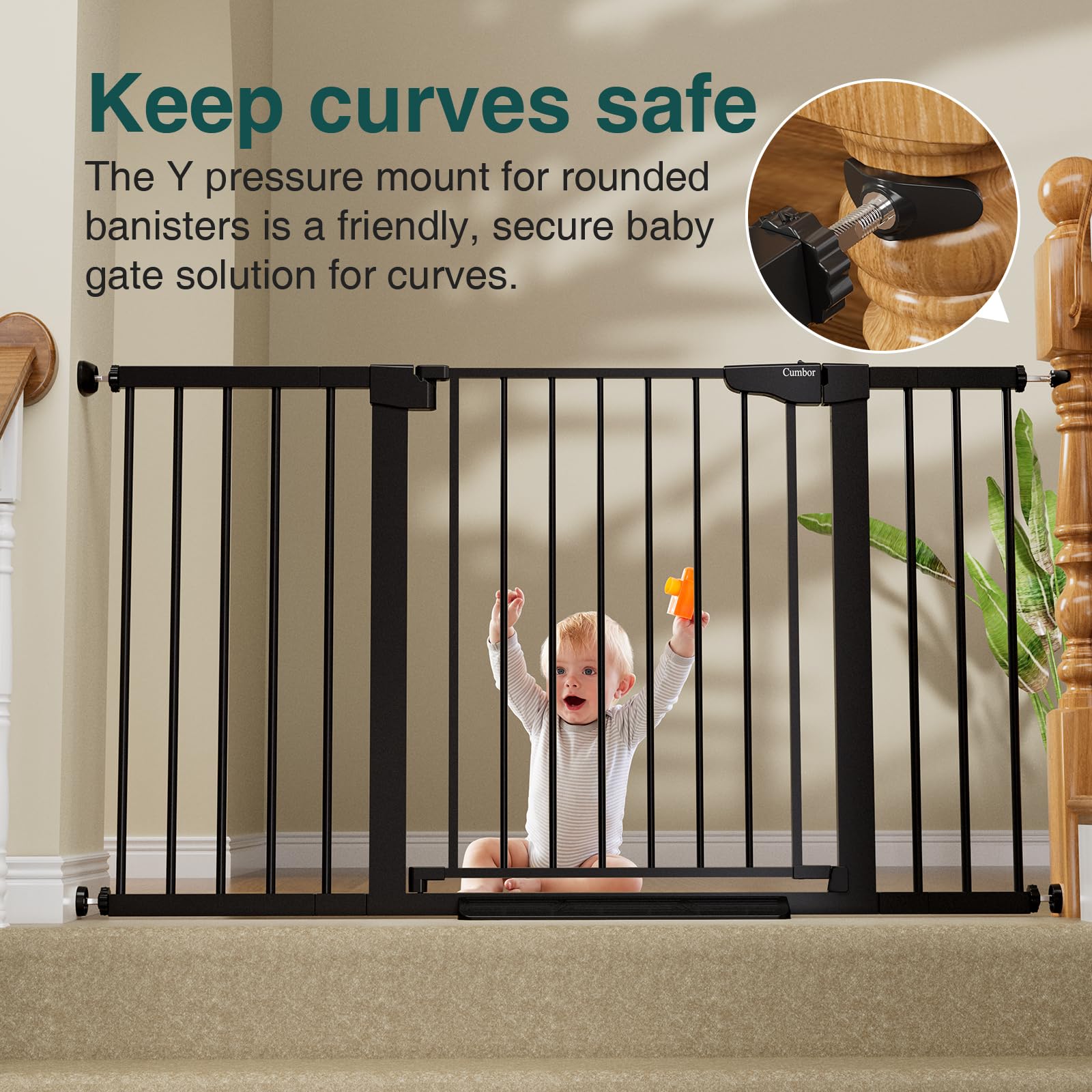 Cumbor 150N lean protection gate highlights sturdy frame against curious pets.
