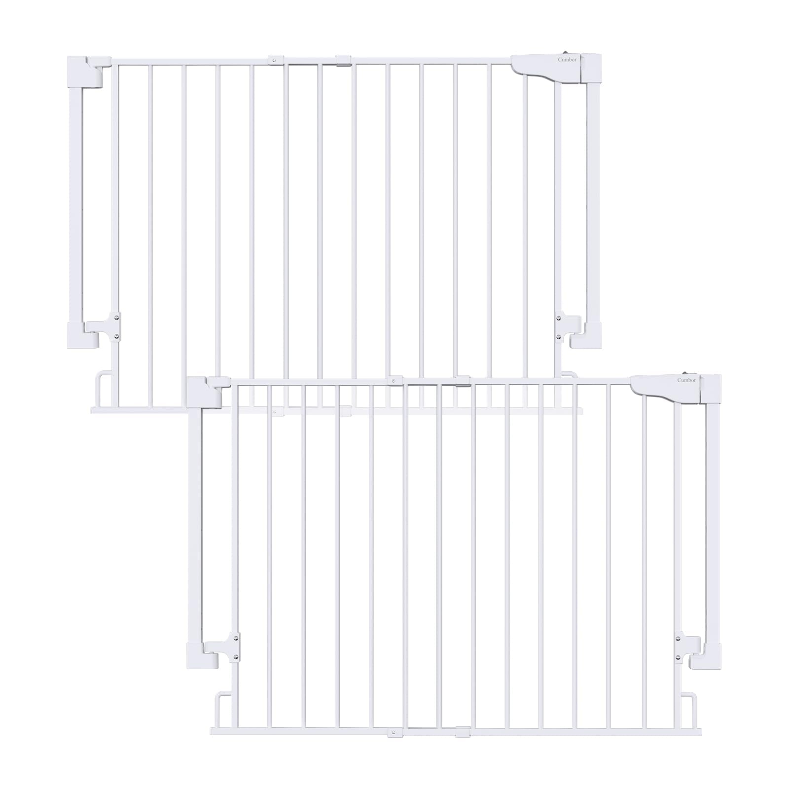 Cumbor 2-pack baby gate on stairs, top view highlights safe stair access.