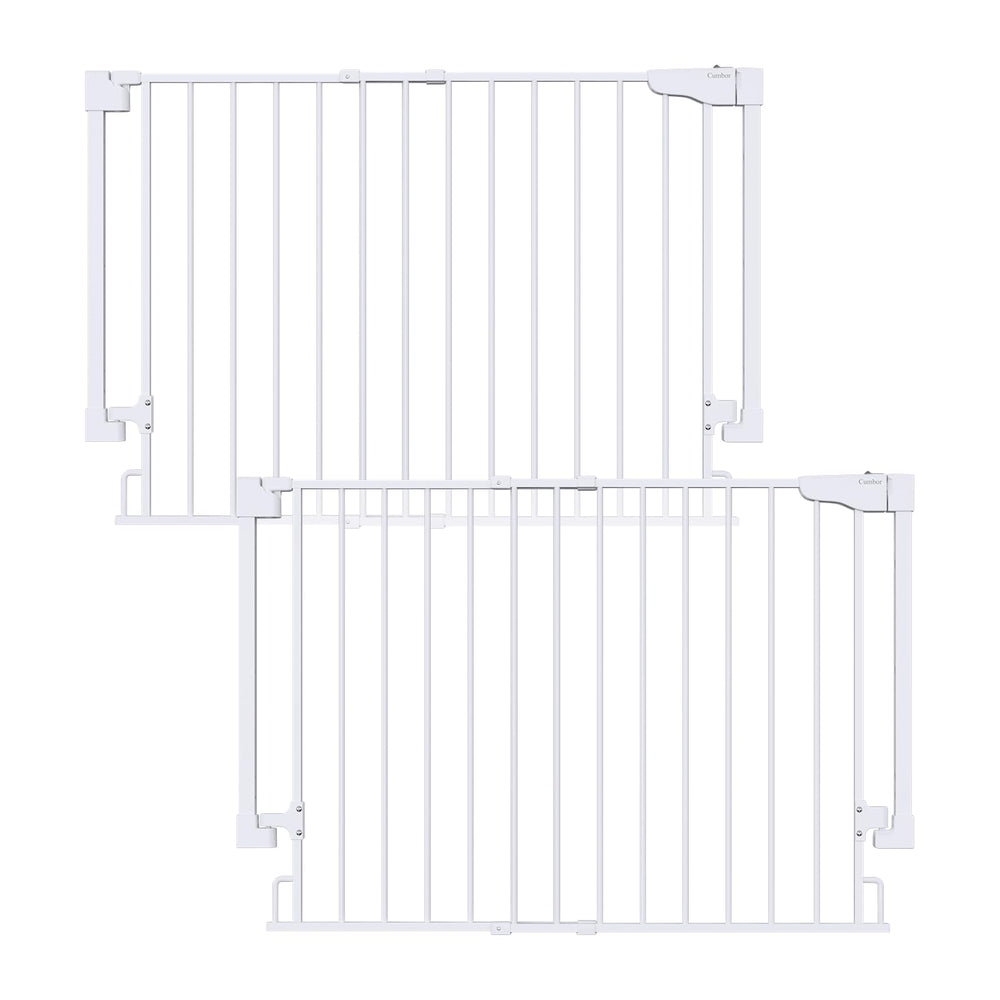 Cumbor 2-pack baby gate on stairs, top view highlights safe stair access.