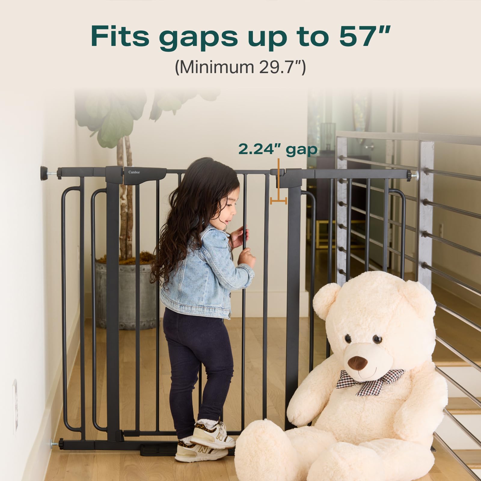 Cumbor 29-57 inch wide dog gate fits doorways guiding pets safely