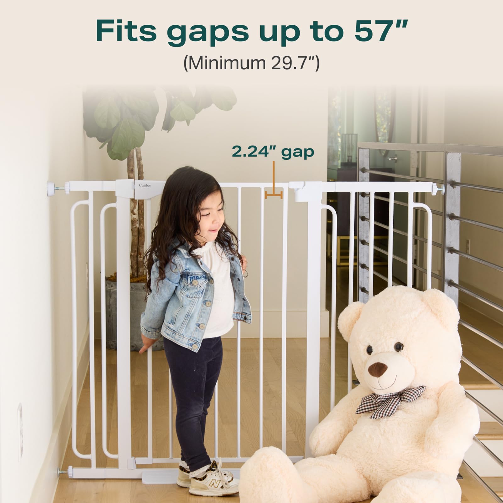 Cumbor adjustable-width gate demonstrates 29.7–57 inches versatility for doorways.