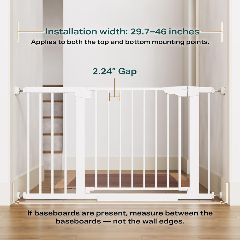 Cumbor 2-pack gate in doorway, easy walk-through design for busy households.