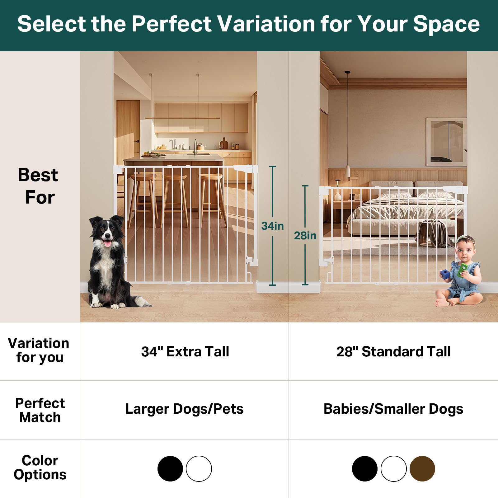 Cumbor no bottom bar gate with wide walk-through clearance