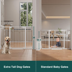 Cumbor 36-inch gate with wide adjustment fits doorways from 29.7 to 51.5 inches.