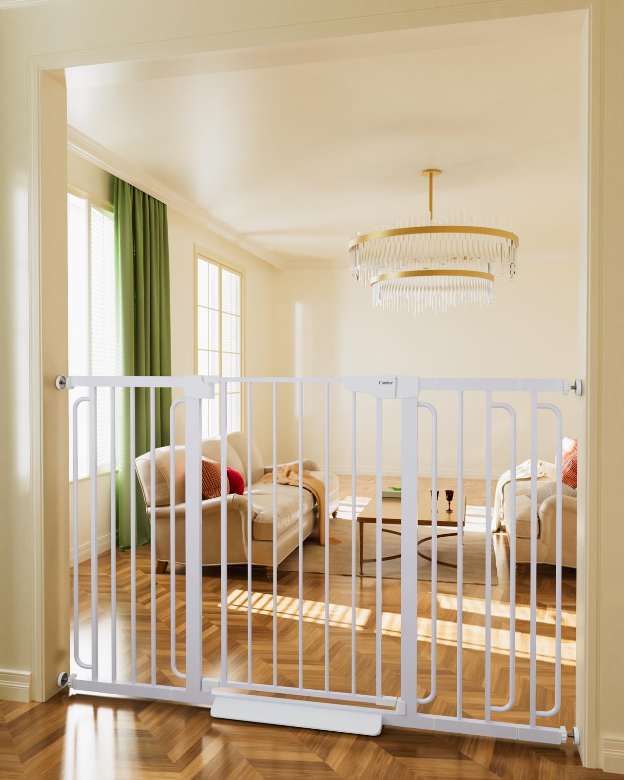 Cumbor 36-inch gate height provides tall safety barrier for stairs.