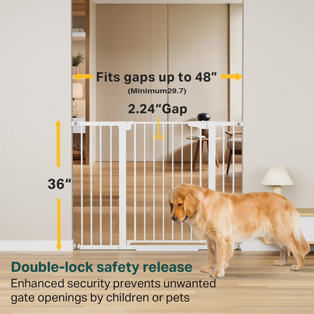 Cumbor 36-inch extra tall gate adjusted to doorway width for versatile openings.