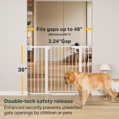 Cumbor 36-inch extra tall gate adjusted to doorway width for versatile openings.