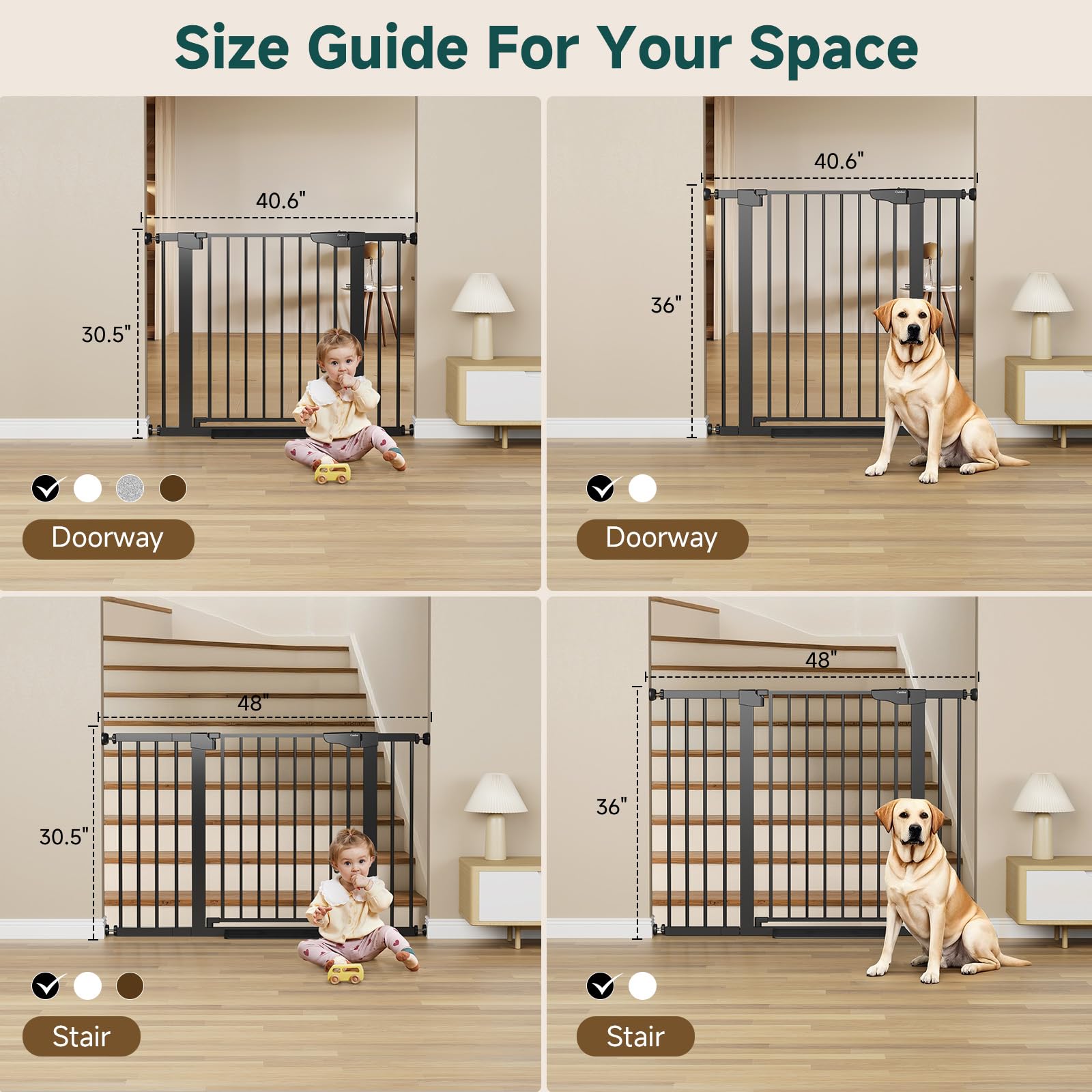 Cumbor auto-close gate angle highlights hands-free closing for busy households.