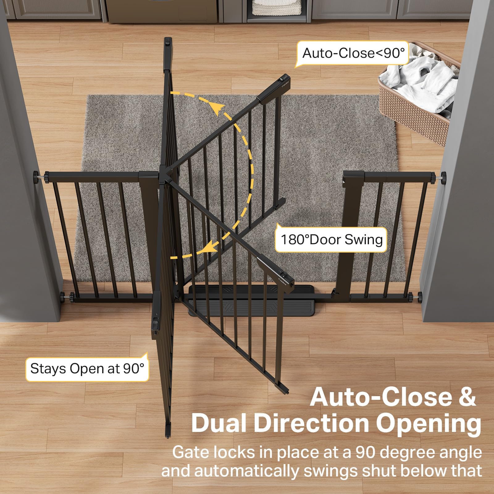Cumbor auto-close walk-through feature enables hands-free entry in busy homes