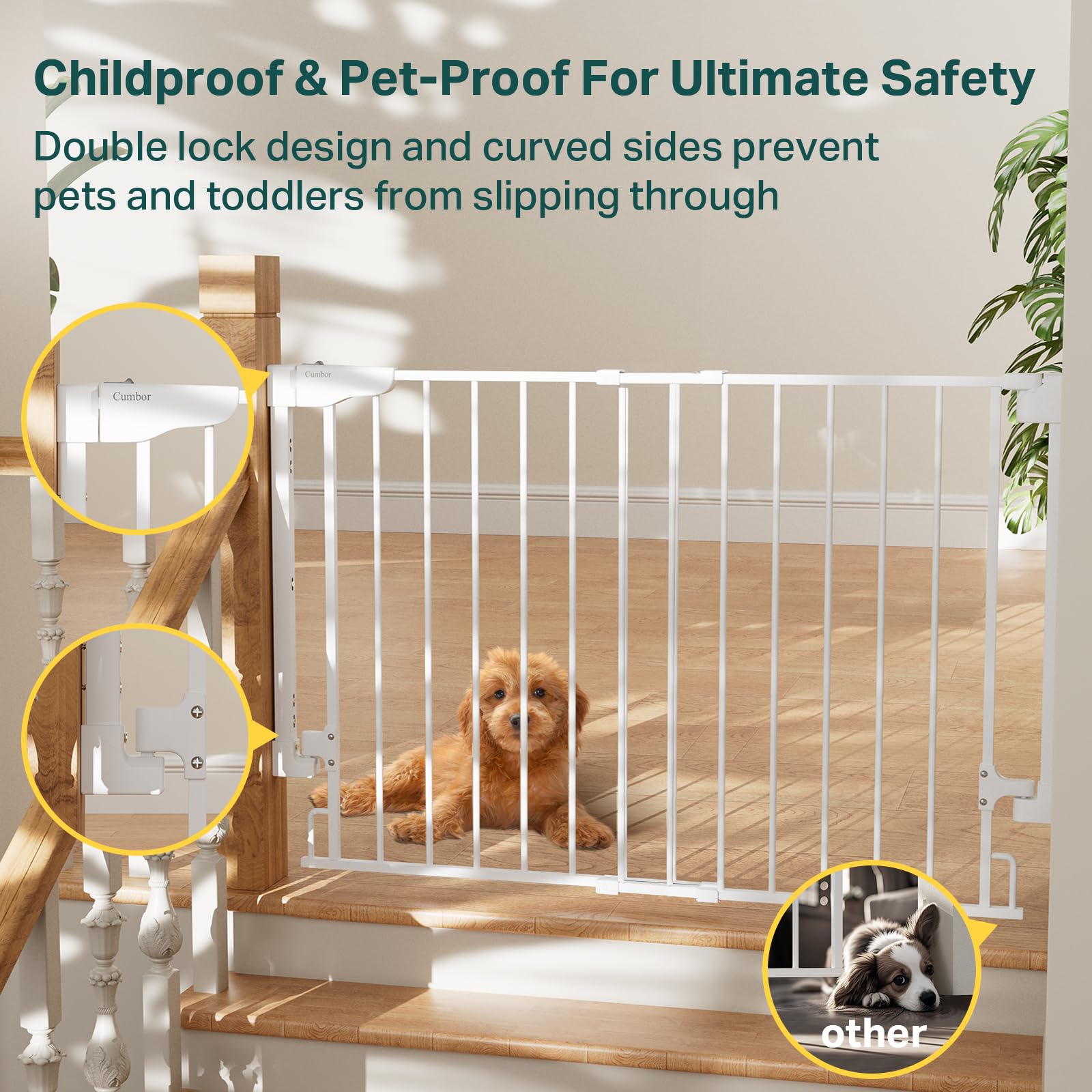 Cumbor baby gate double-lock curved-sides enhance family safety