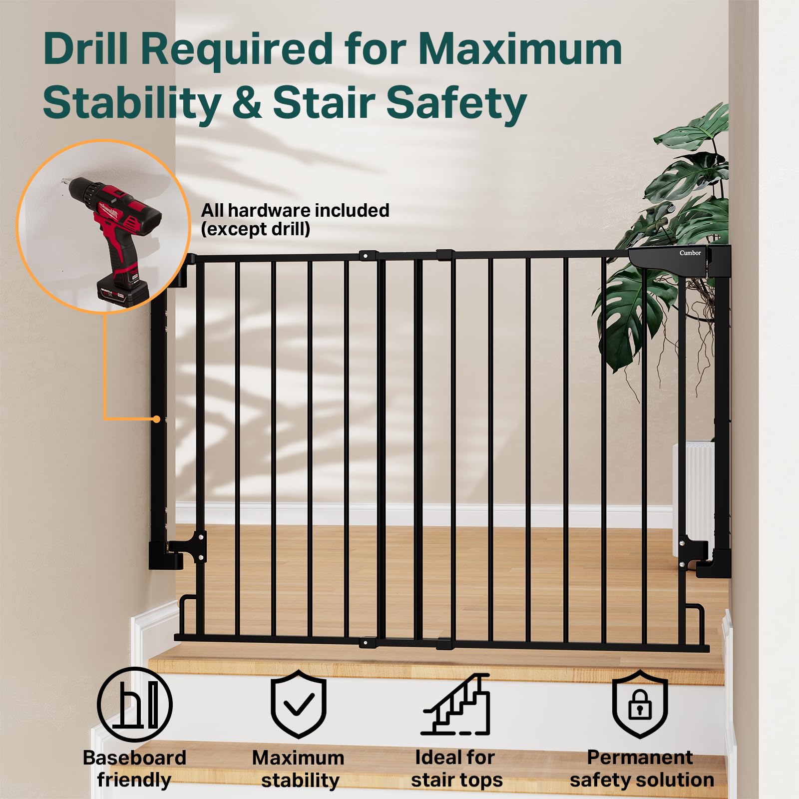 Cumbor baby gate double-lock safety prevents tampering