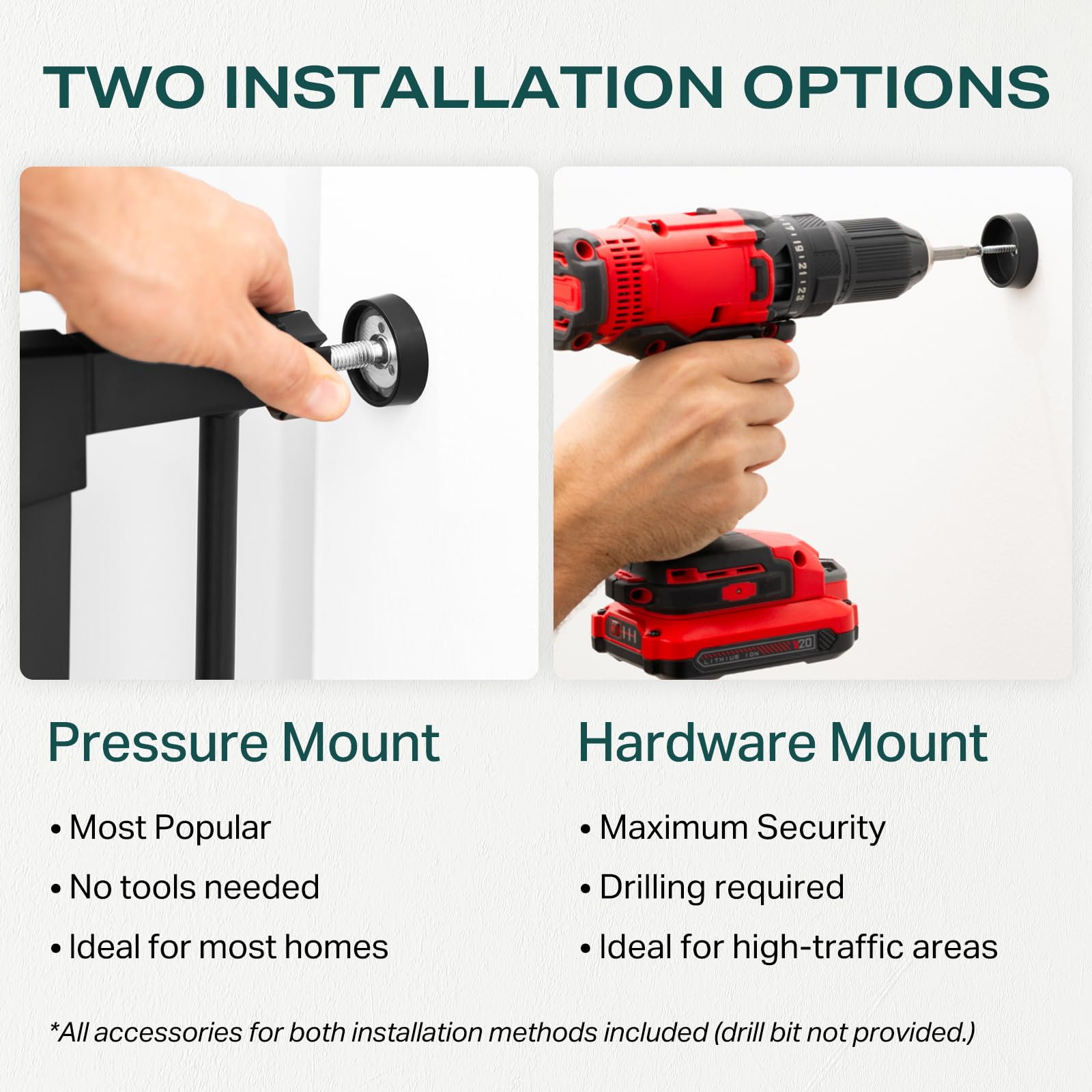 Cumbor baby gate hardware installation option offers maximum stability