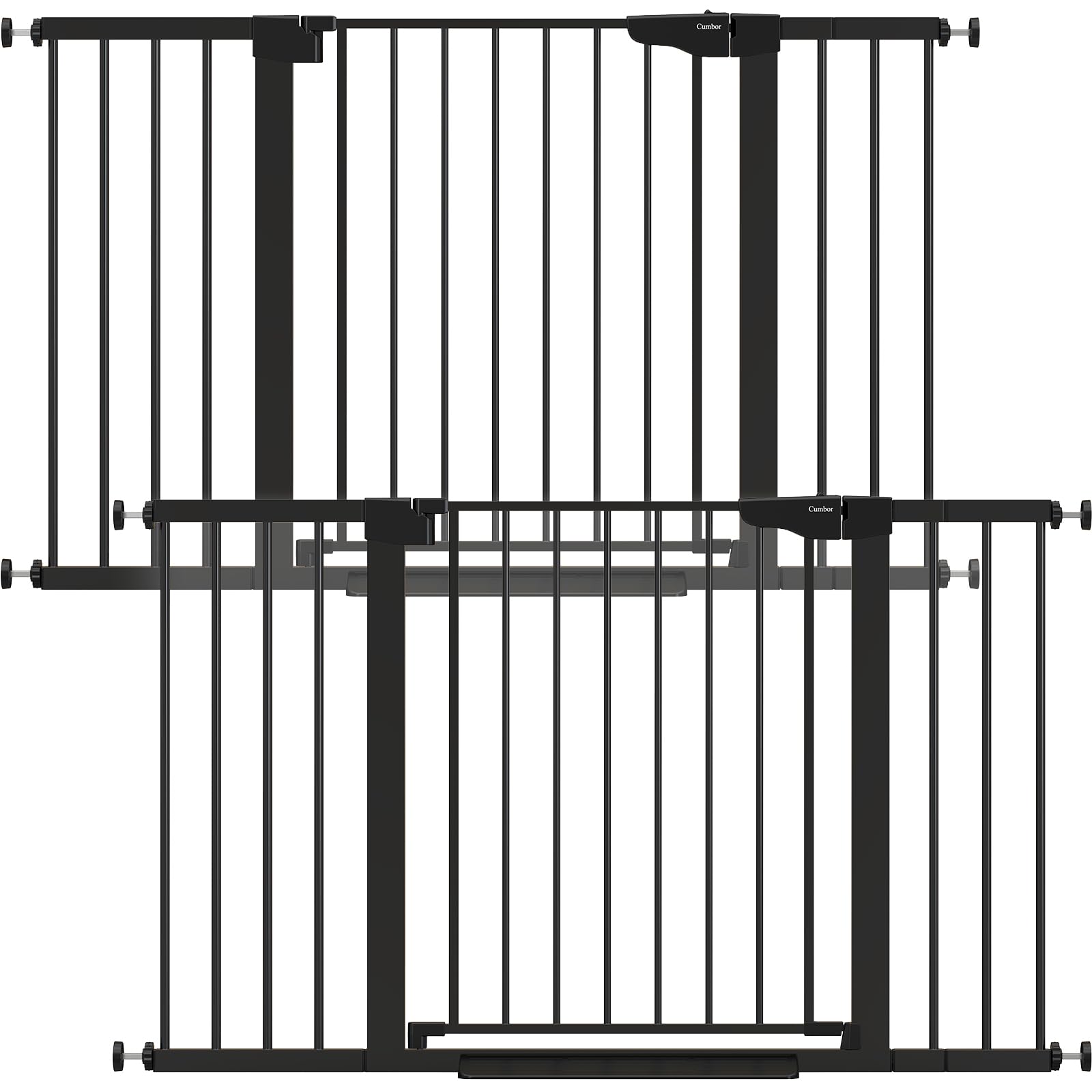 Cumbor baby gate stairs closed demonstrates secure stair safety for kids.