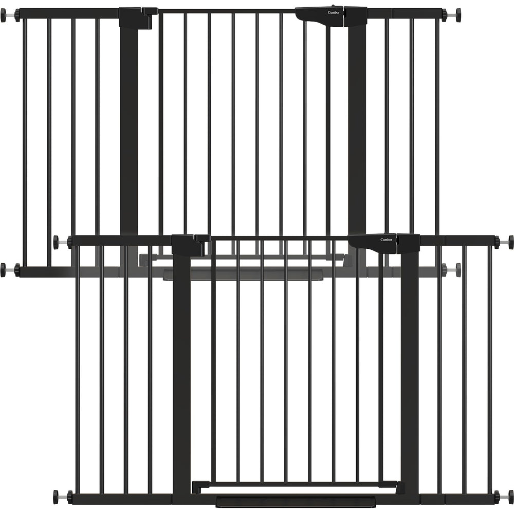 Cumbor baby gate stairs closed demonstrates secure stair safety for kids.