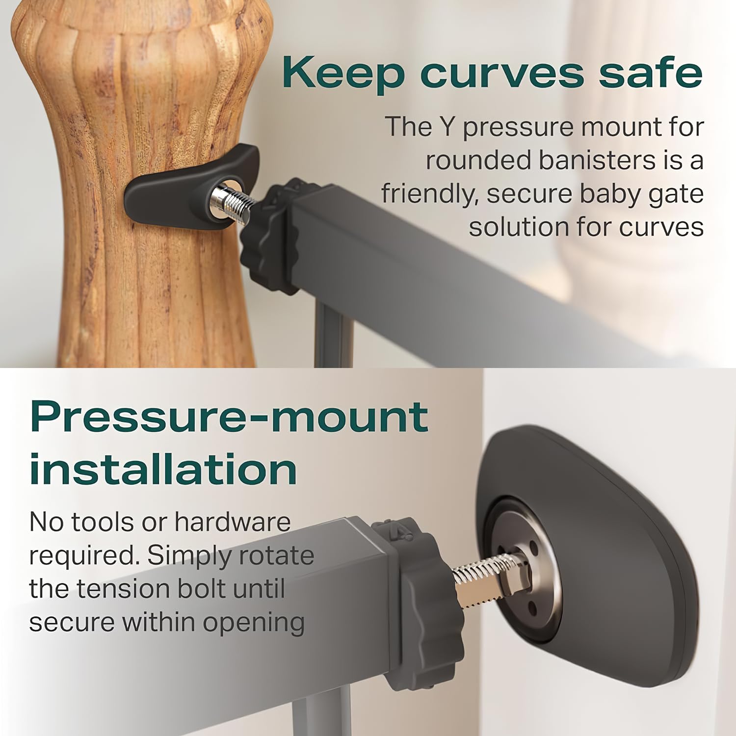 Cumbor walk-through gate design enables smooth passage with a baby