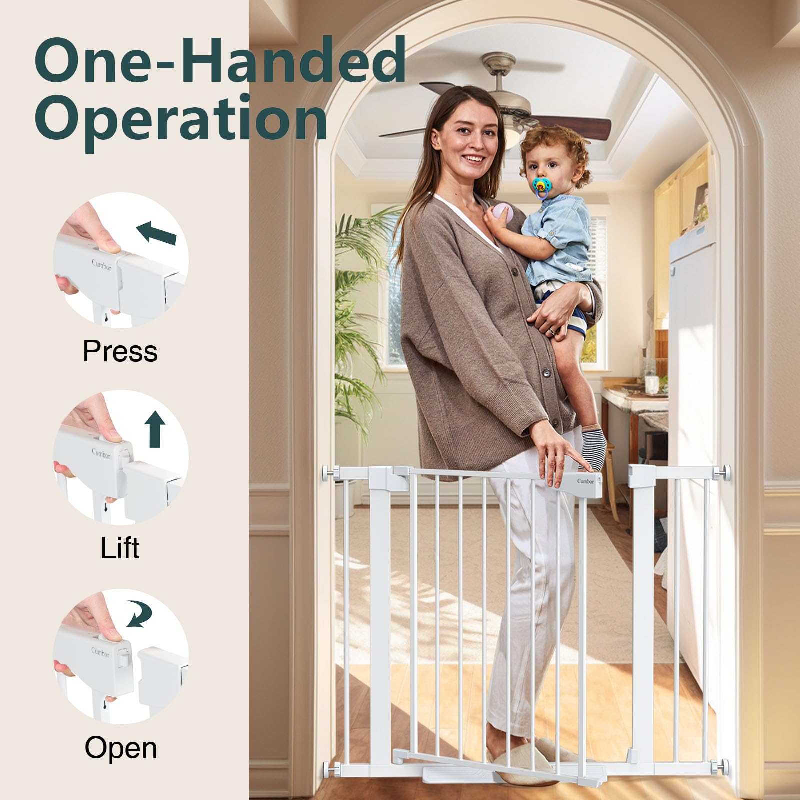 Cumbor gate width range 29.7 to 40.6 inches with extensions