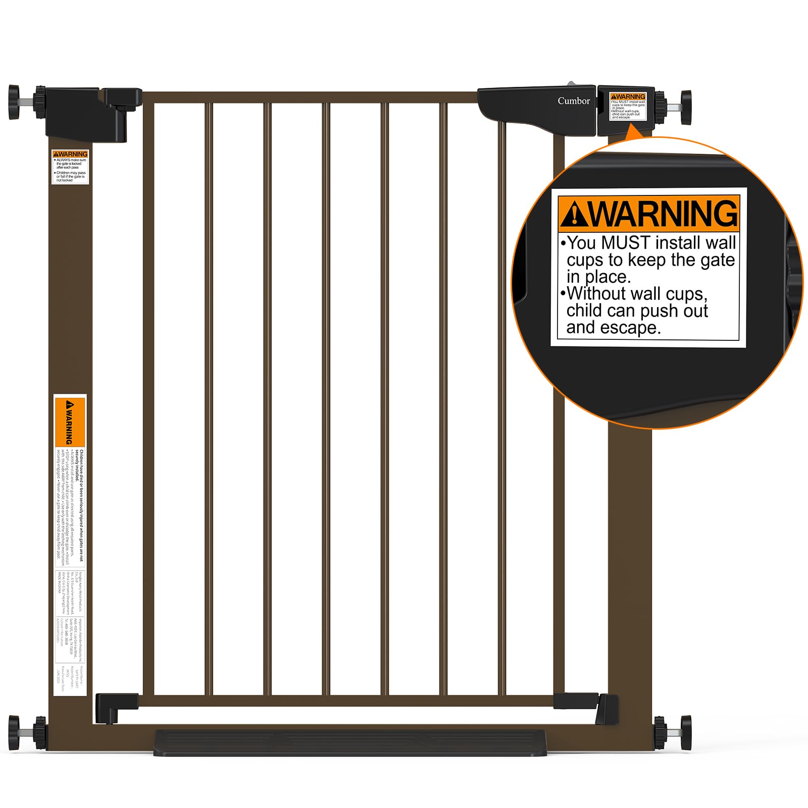 Cumbor brown doorway gate provides flexible protection for pets and kids.