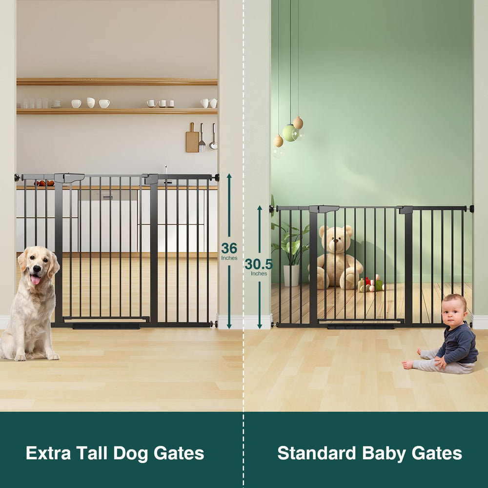 Cumbor carbon steel frame gate offers durability for kids and pets.