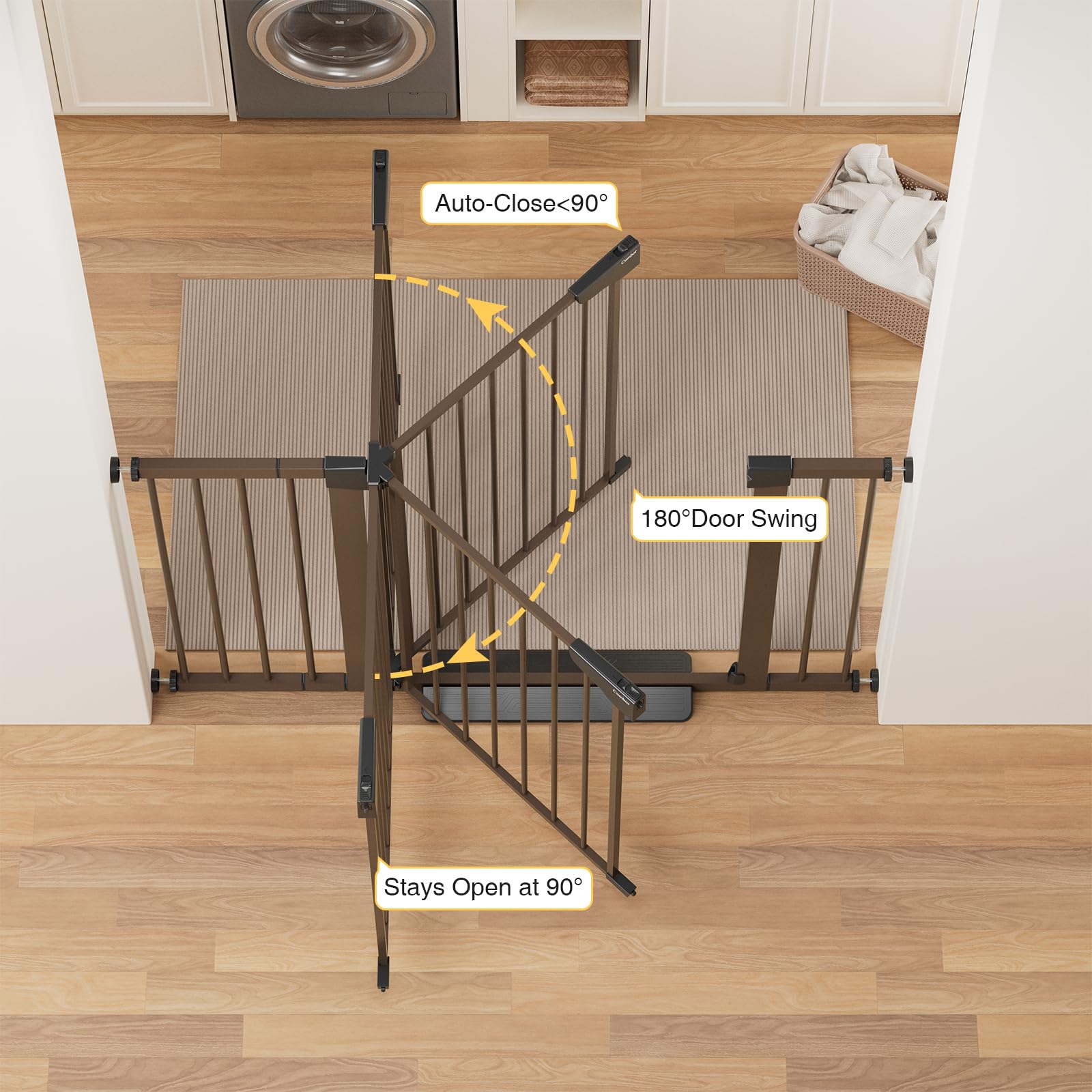 Cumbor dog-friendly doorway gate helps restrict pets without heavy lifting.
