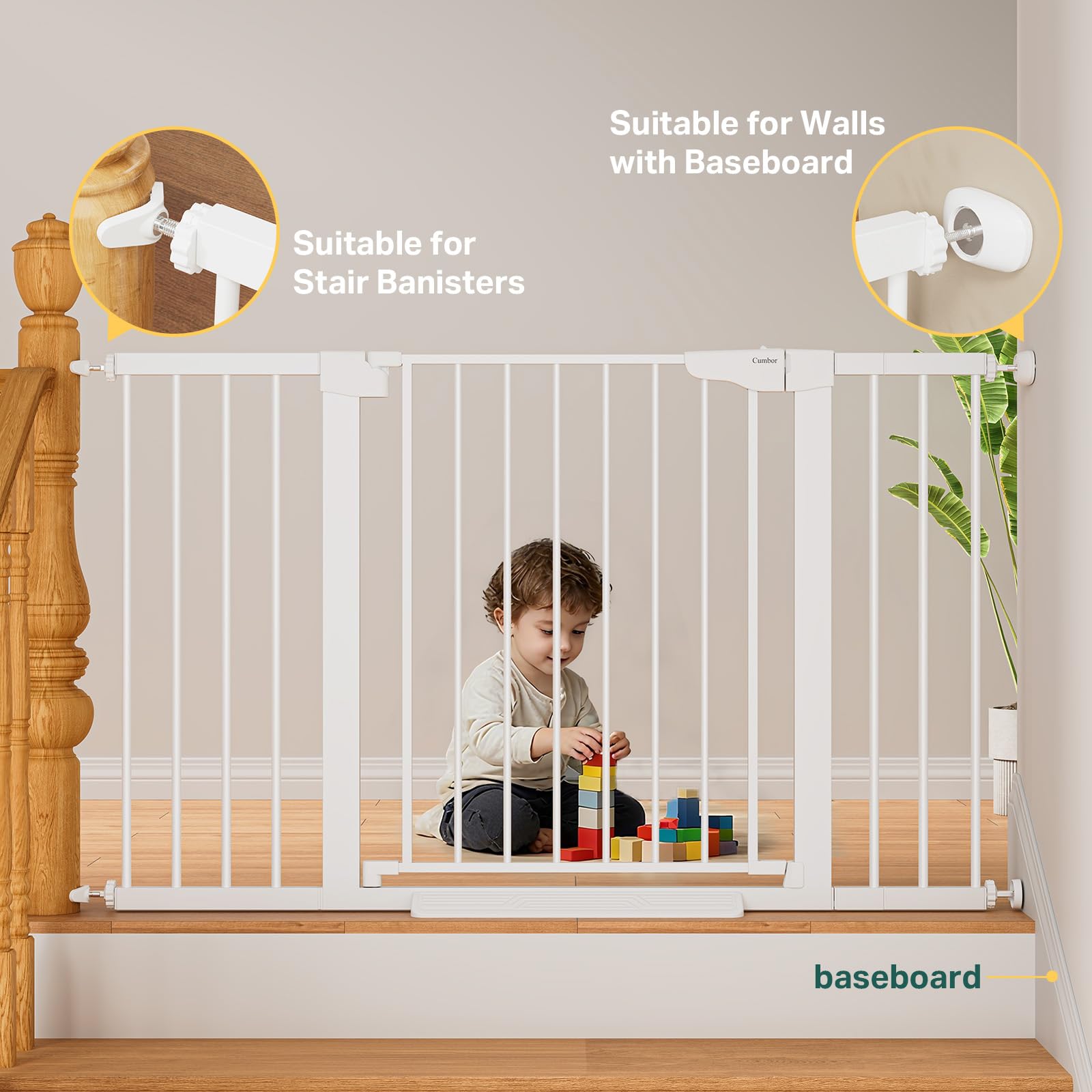 Cumbor dual-lock mechanism provides reliable child and pet boundaries.