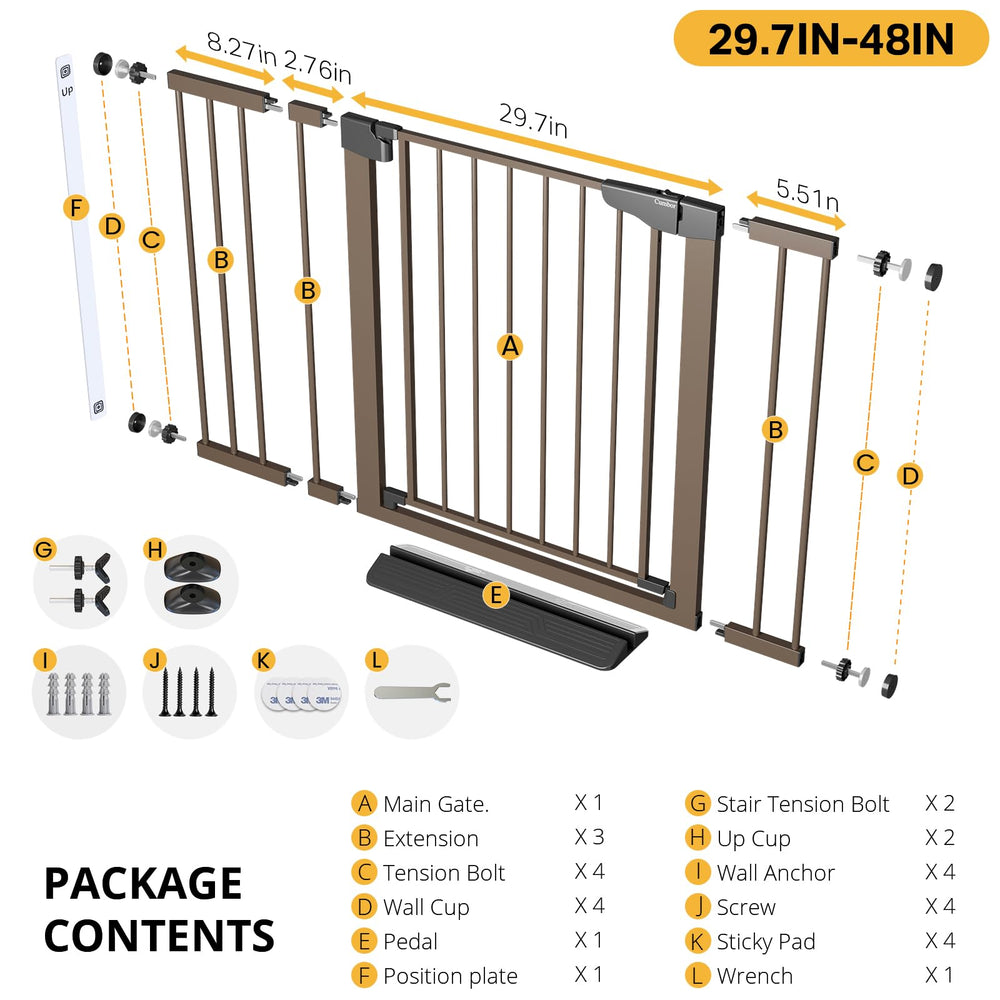 Cumbor easy-clean brown gate suits kitchens and hallways.