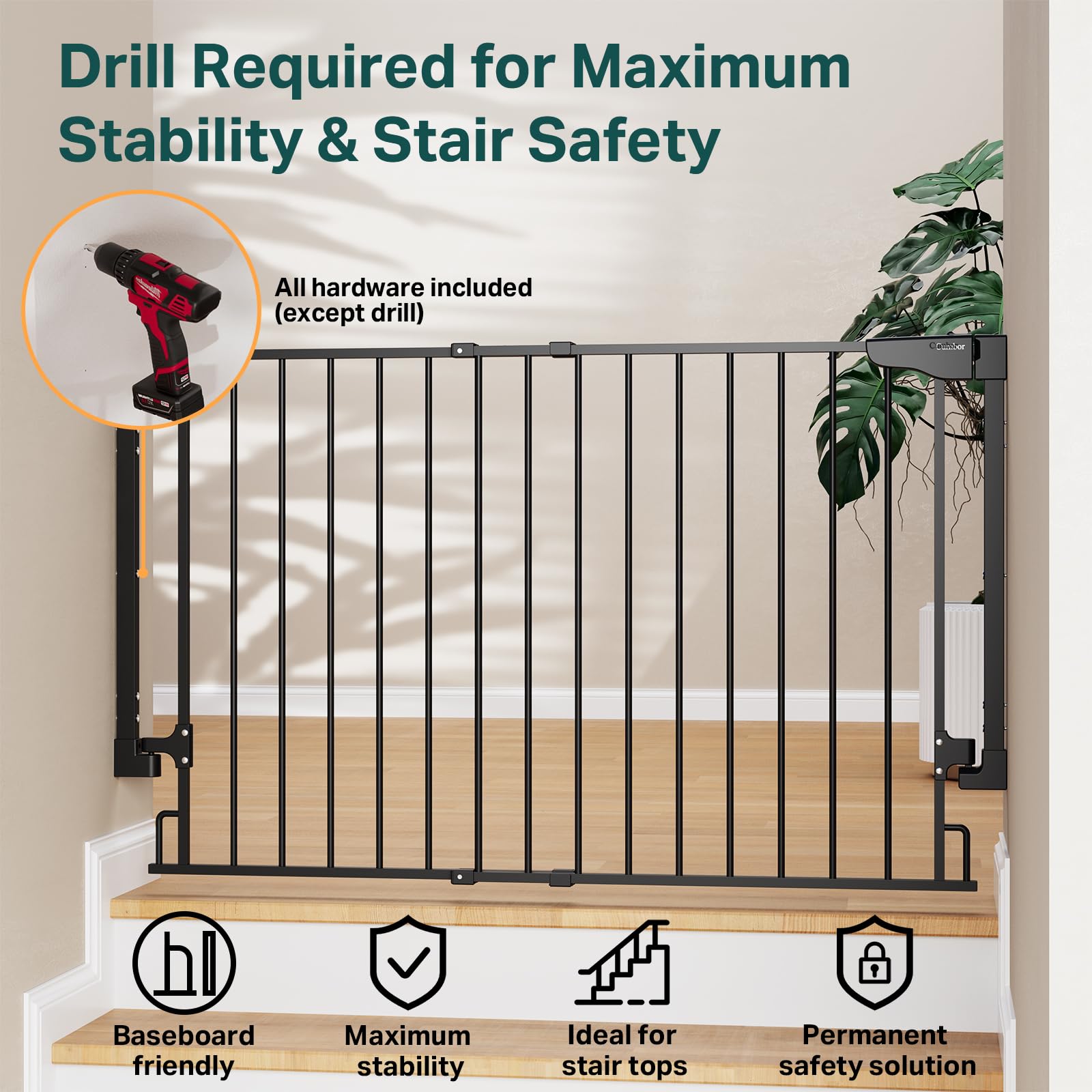 Cumbor Expandable Gate double-lock durability protects against accidental openings.