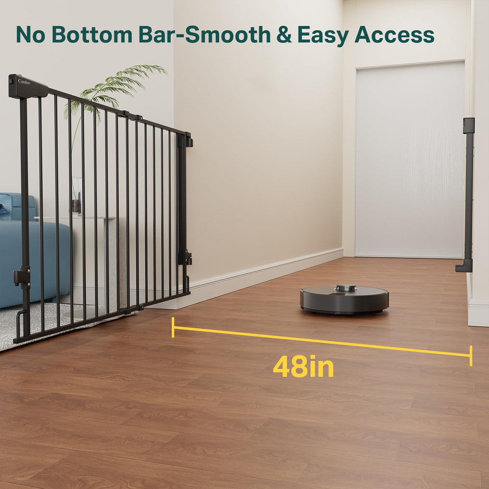 Cumbor Expandable Gate stairs setup enables secure passage for children and pets.