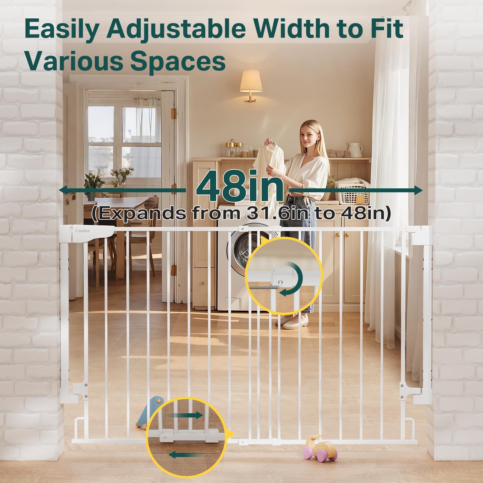 Cumbor wall-mounted installation ensures sturdy support for stairs and doorways