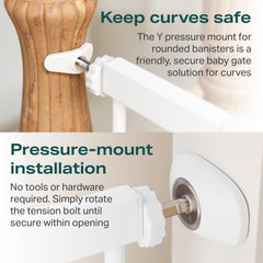 Cumbor double-lock safety-release on gate emphasizes child safety while remaining user-friendly.