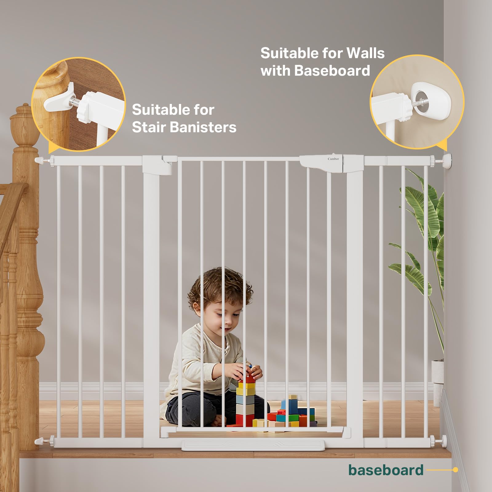 Cumbor Y-shaped bolts secure round stair rail attachments for stable fits.