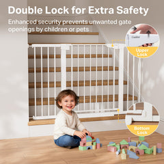 Cumbor hardware-mount option secures gate at stair tops for added stability.