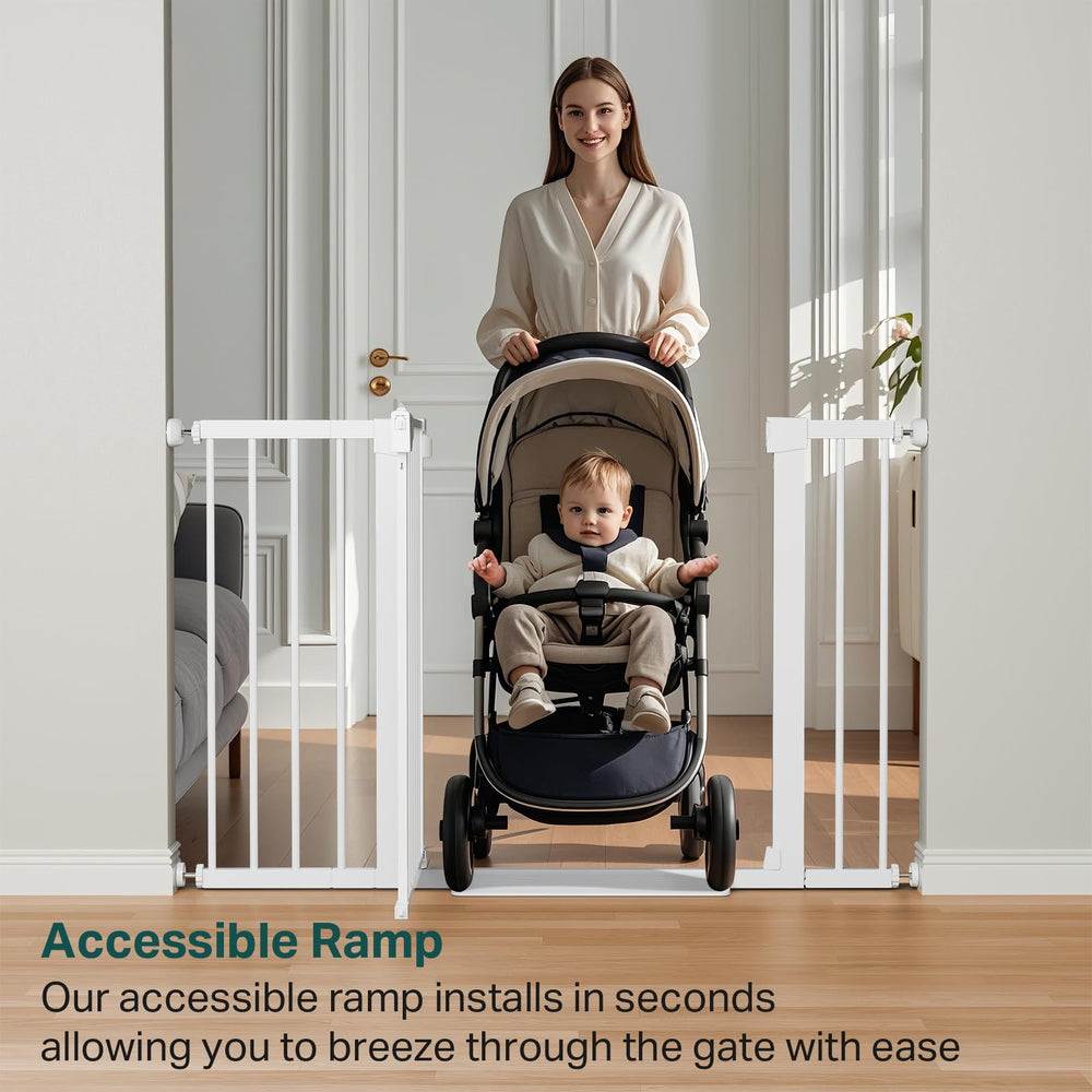 Cumbor low-profile step pedal doorways image highlights stroller-friendly passage.