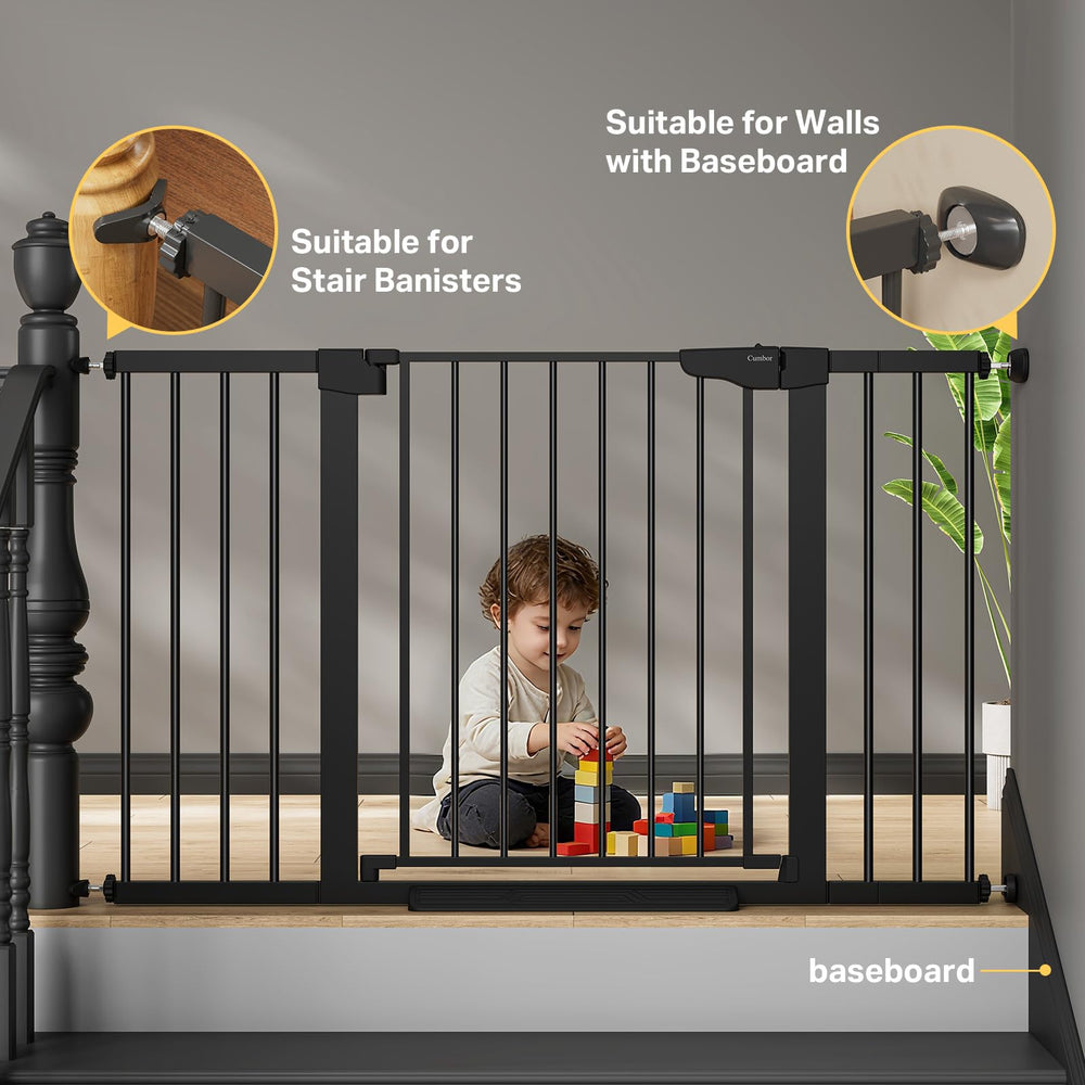 Cumbor-pressure mount wall-friendly design preserves walls while securing pets and kids