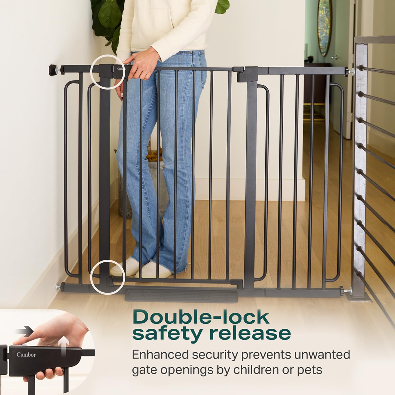 Cumbor pressure-mounted installation keeps walls intact and setup simple
