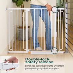 Cumbor pressure-mounted installation protects walls while creating a quick barrier.