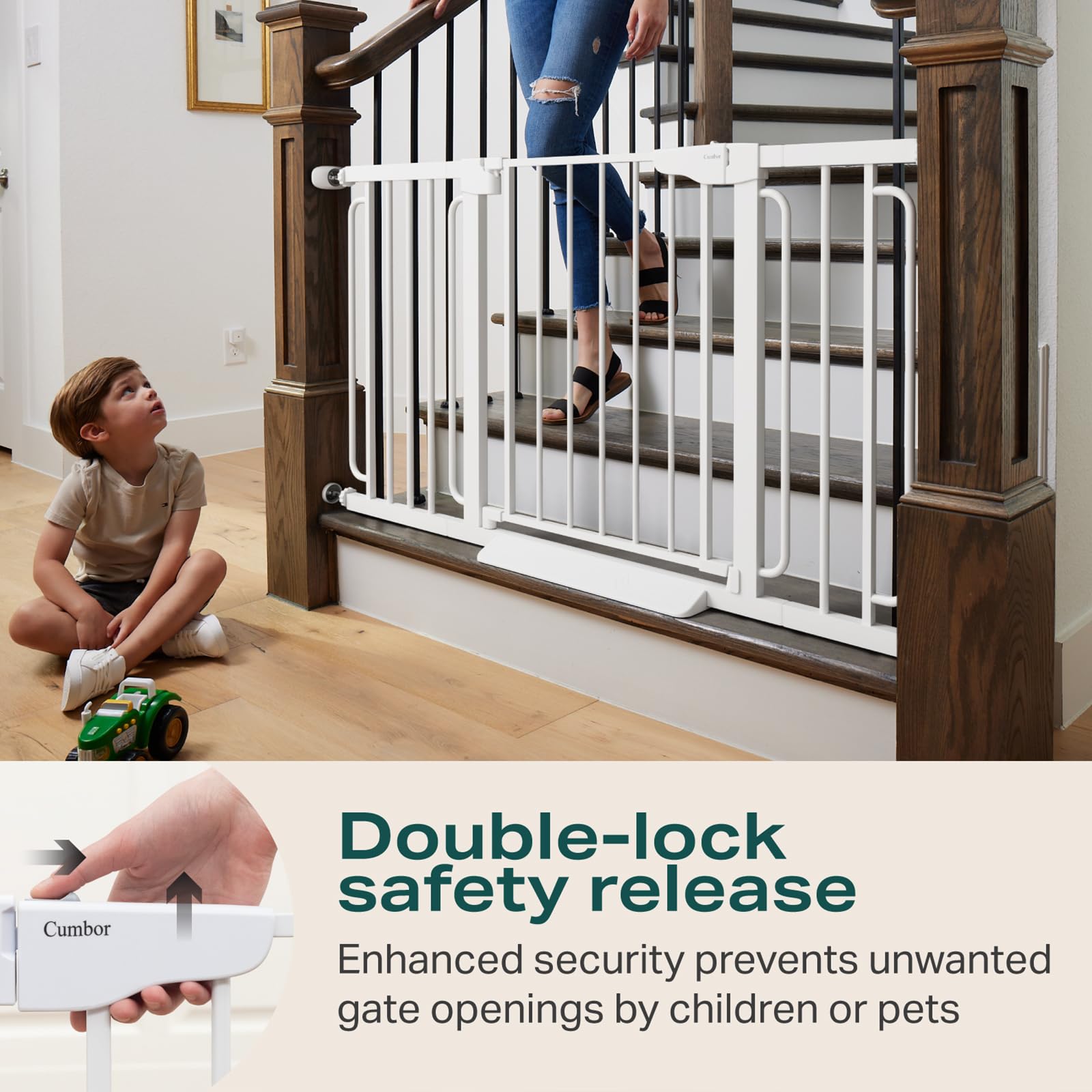 Cumbor pressure-mounted installation for wall-friendly setup