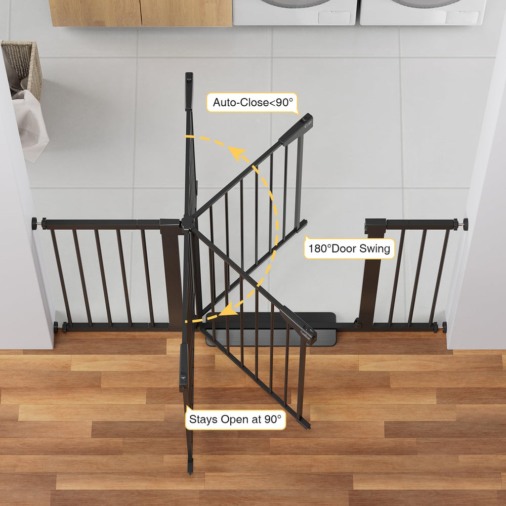 Cumbor rounded banister Y-mount secures curved spaces during gate use.
